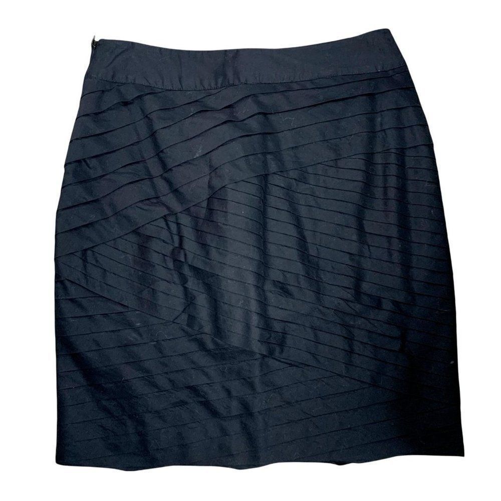 Vintage White House Black Market Mini Skirt 0 Black Pleated Pencil Lined Zipper